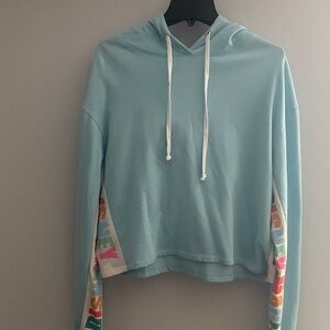 Disney Women's Light Blue Hoodie with Multicolor Accents